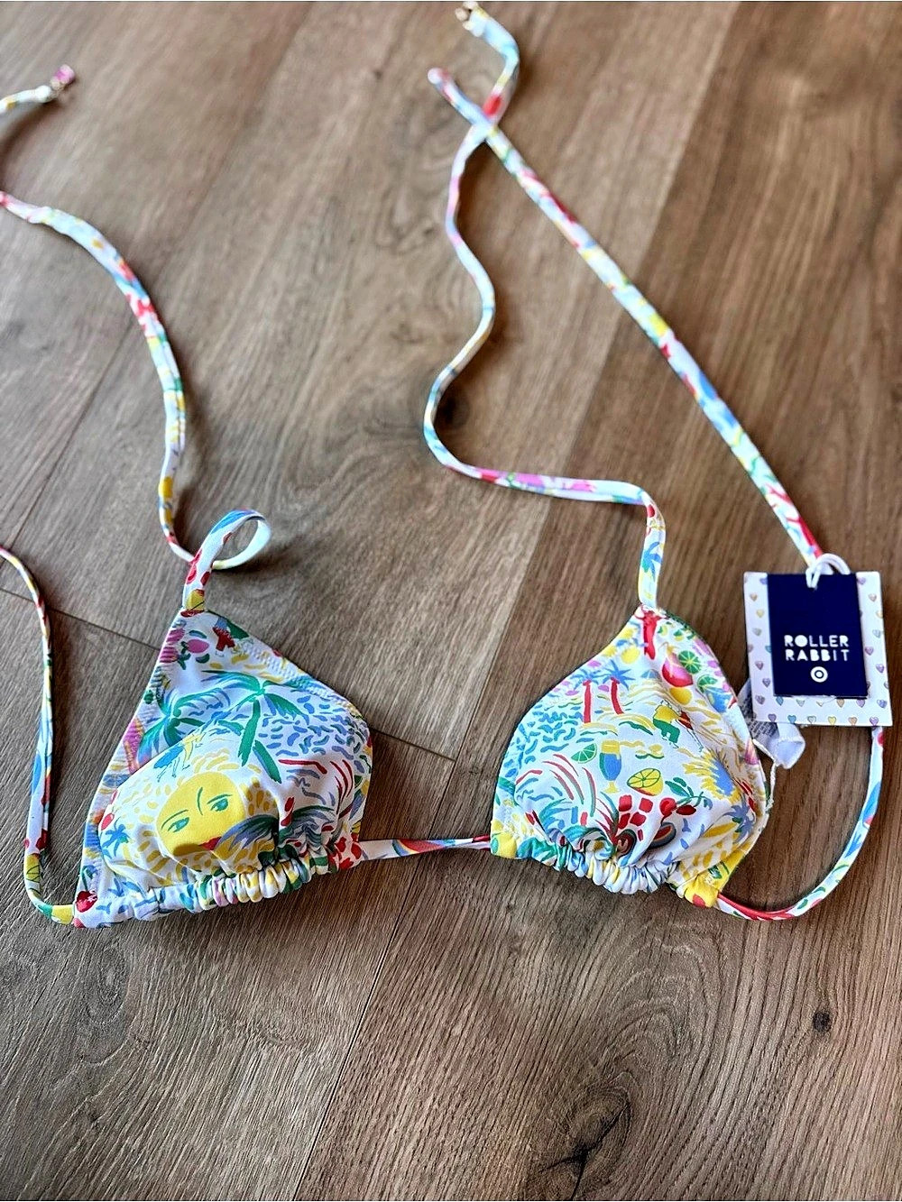 Roller Rabbit x Target Reversible Triangle Bikini Top White & Multicolor Medium